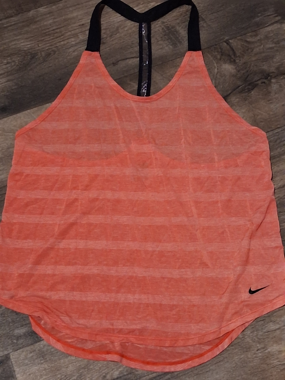 Nike Women's Coral Stripe Racerback Tank with Black Straps